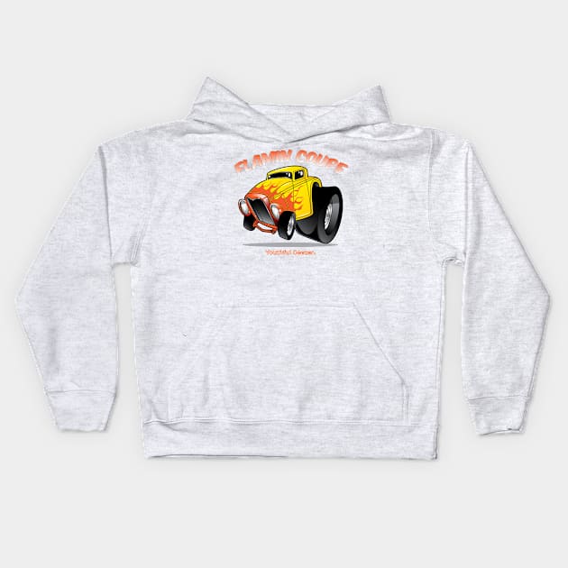 Flamin Coupe Cartoon Toon Kids Hoodie by YouthfulGeezer